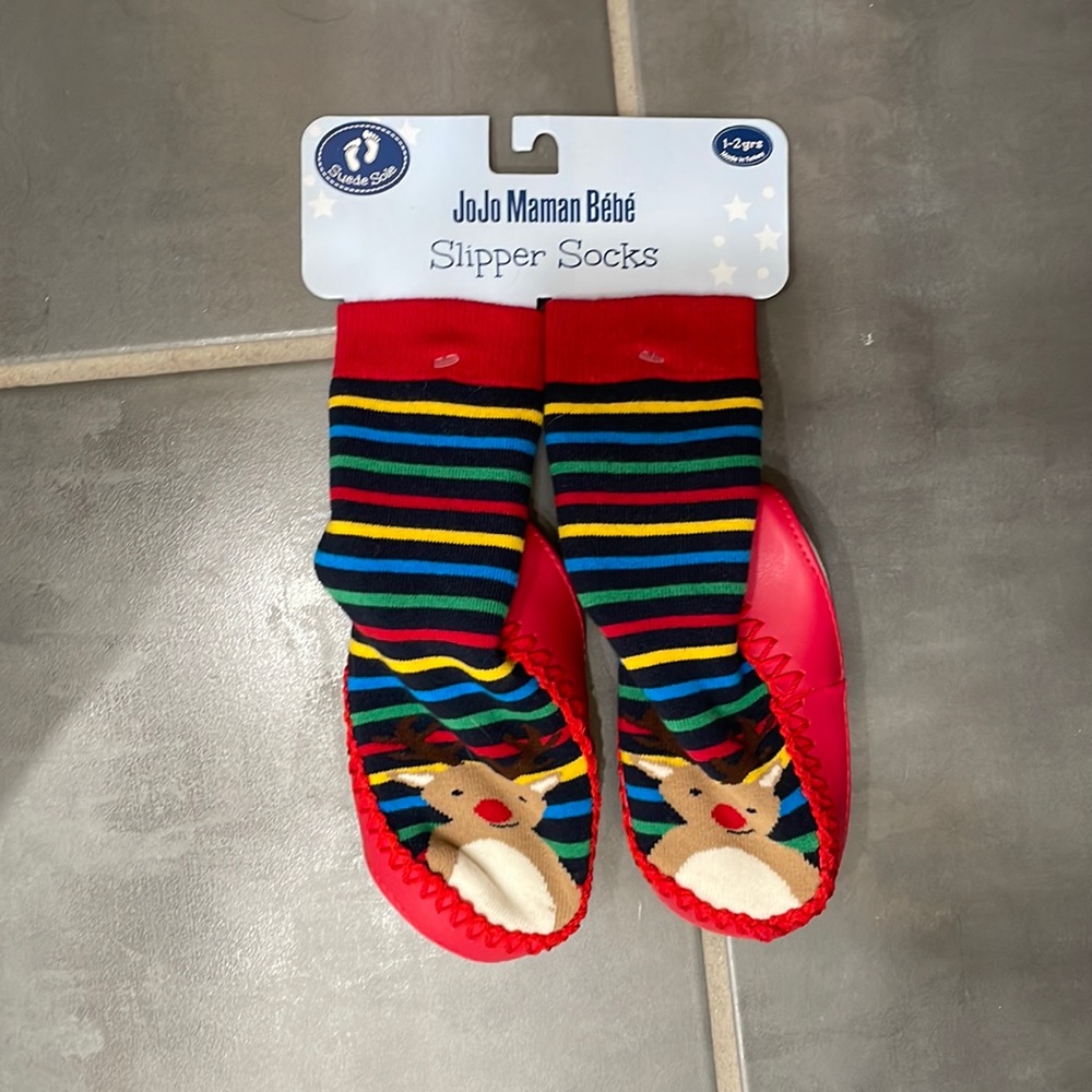 JoJo Maman Bébé Christmas Raindeer Slipper Socks